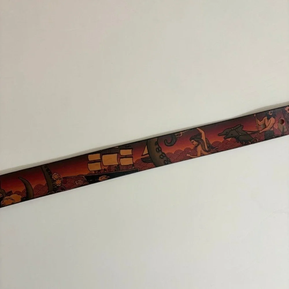 Unisex JON WYE Leather Paisley Belt Western‎ Retro Made in USA Men Women 46.5